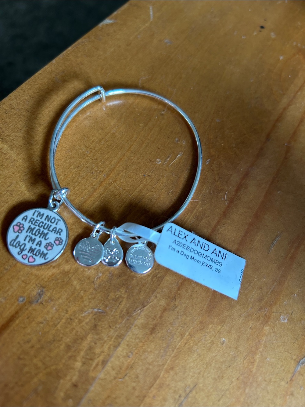 Alex and Ani Silver Bangle Bracelet “I’m not a regular mom, I’m a dog mom - Picture 3 of 3